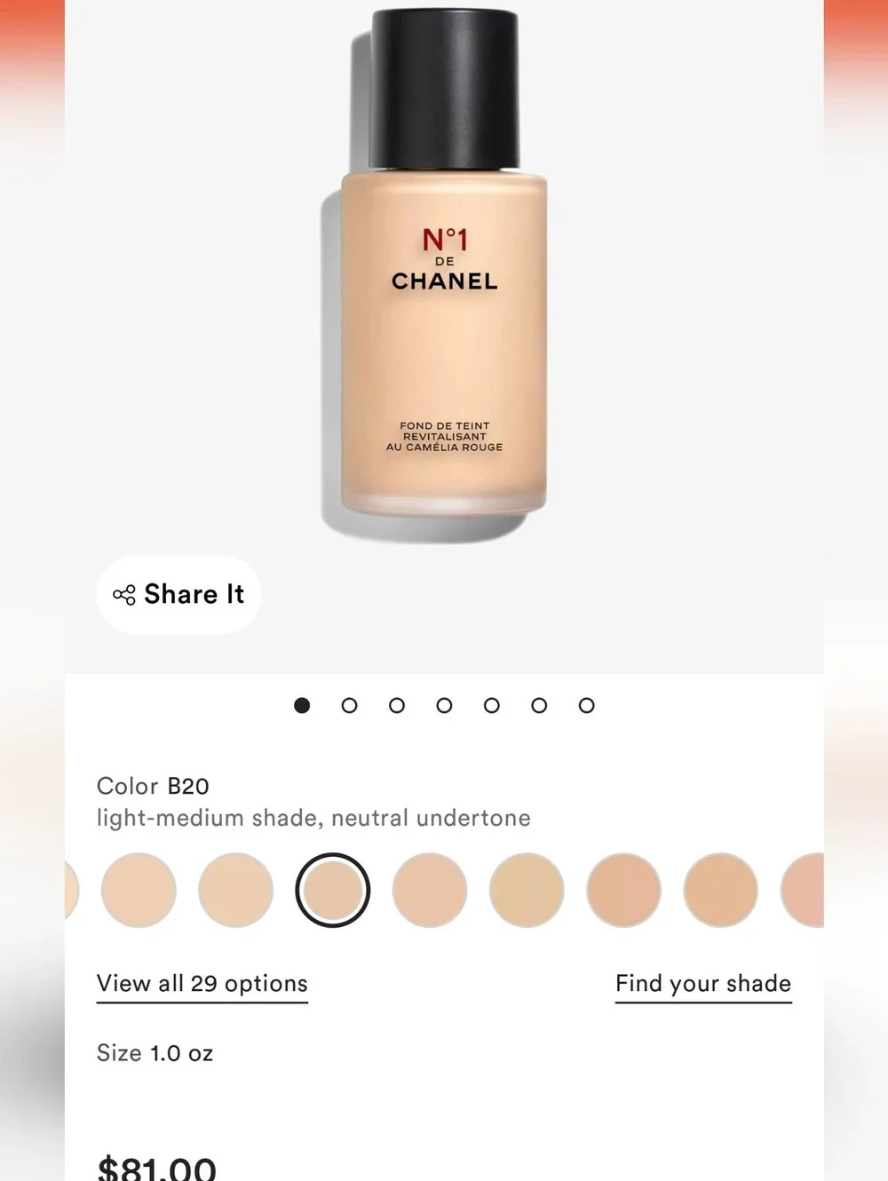 CHANEL N°1 De Teint Foundation - B20 Light-Medium